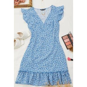 Floral Print Dress With Ruffle Hem size L